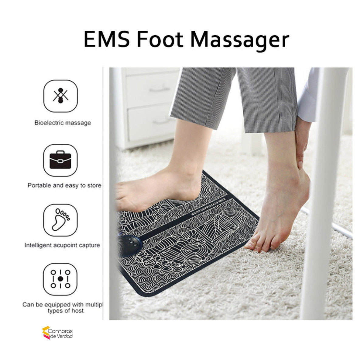 👣 Tapete Masajeador EMS para Pies y Circulación ⚡