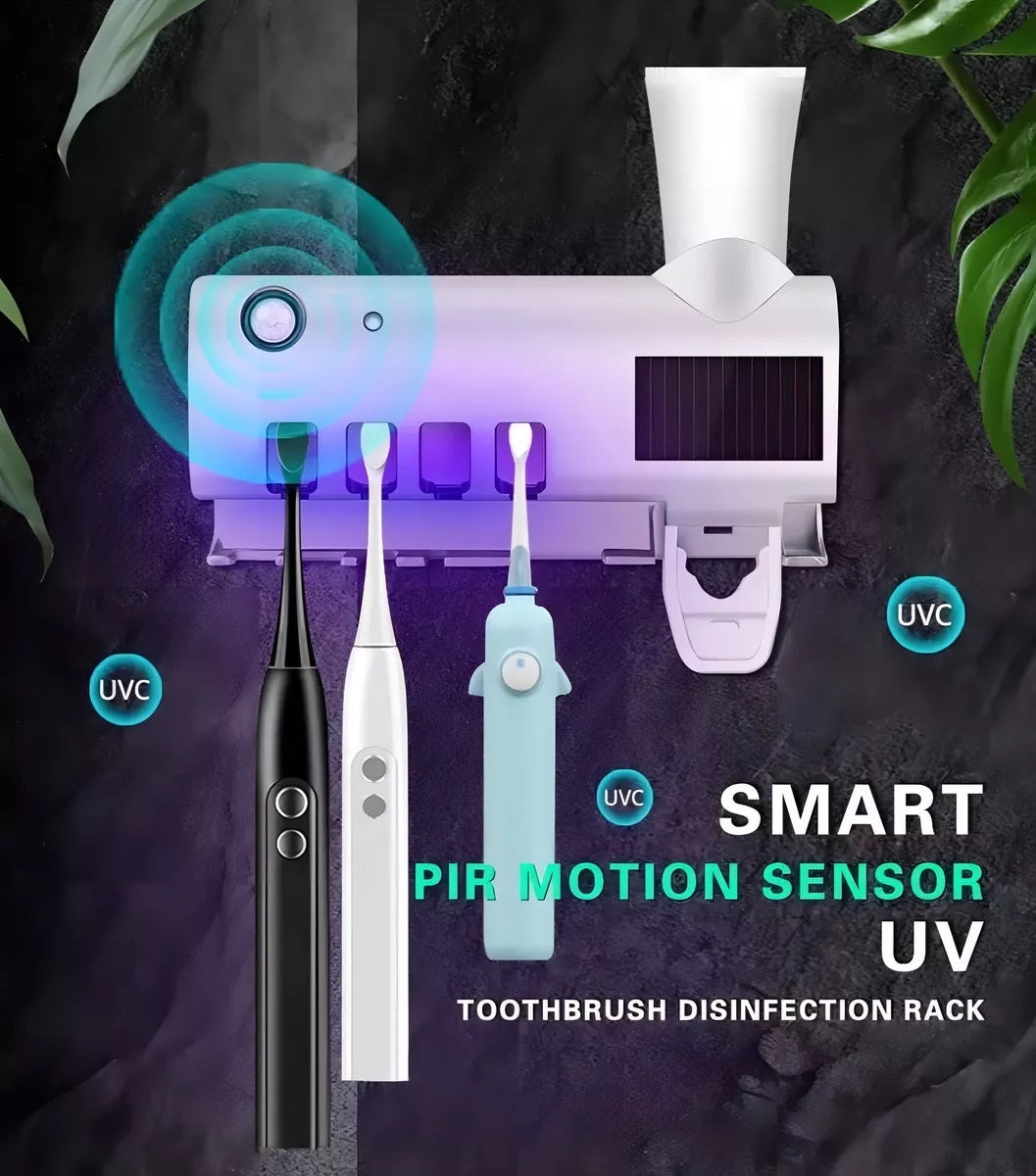 Dispensador de Crema Dental + Soporte Esterilizador de Cepillos UV