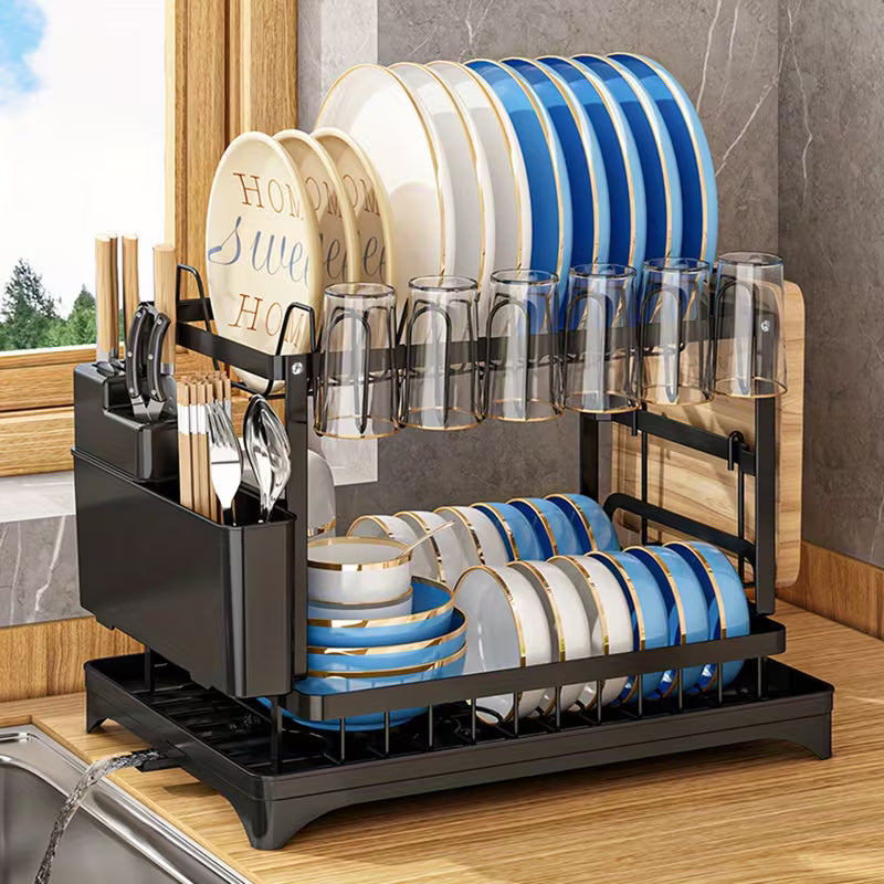 ✨🍽️ ESCURRIDOR DE PLATOS DE 2 NIVELES – MÁS ESPACIO Y MENOS DESORDEN EN TU COCINA 🍽️✨