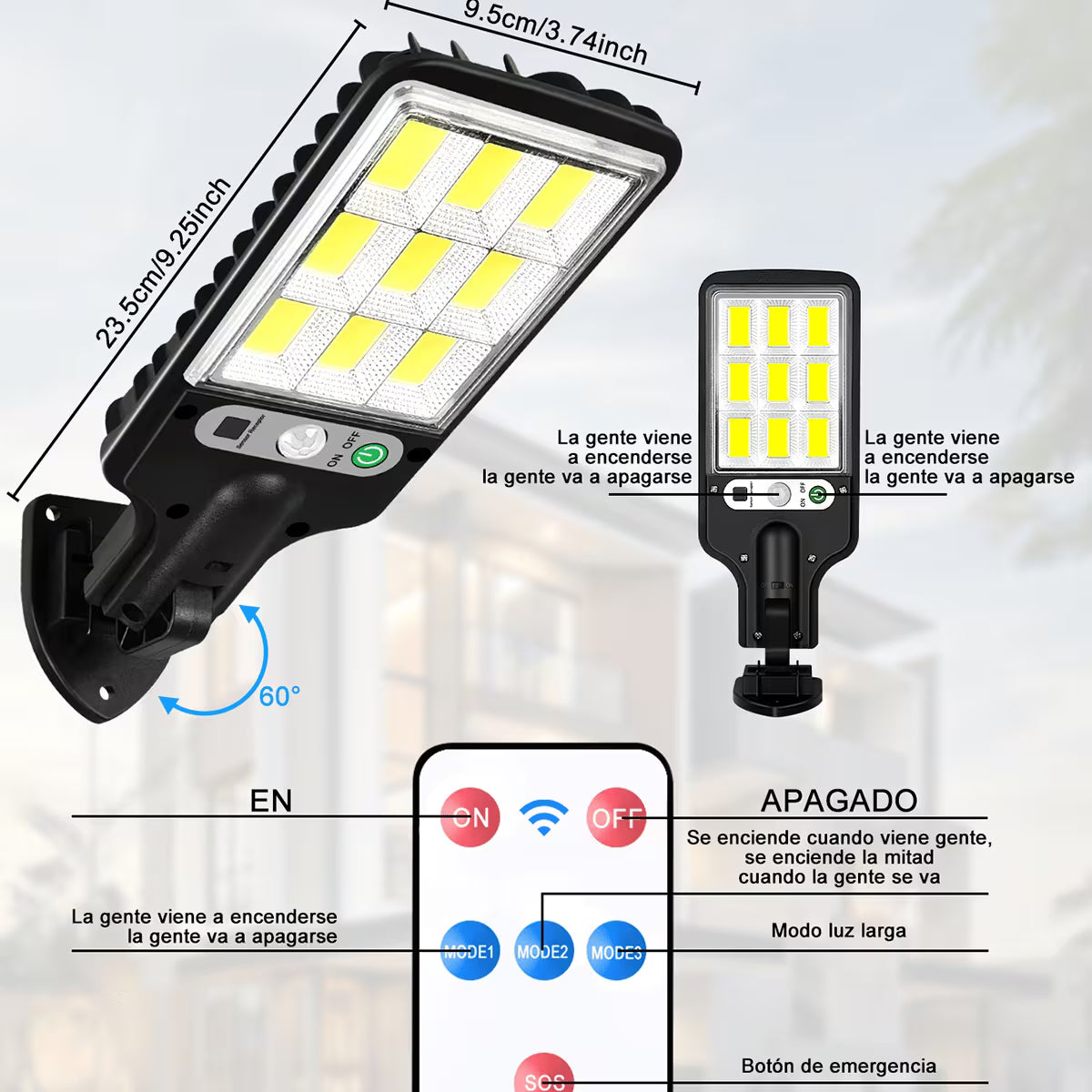 ☀️ LÁMPARA SOLAR CON SENSOR💡 Ilumina tus espacios exteriores automáticamente, sin cables y aprovechando la energía del sol