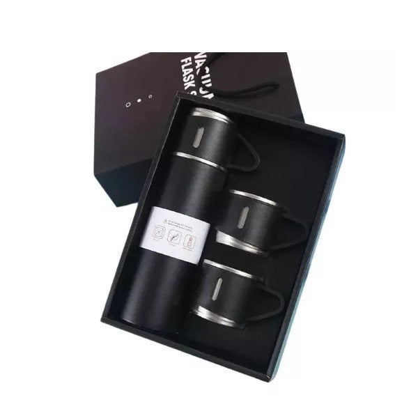 🌡️ Set Termo Digital Negro de Acero Inoxidable 500 ml + 3 Pocillos☕🖤