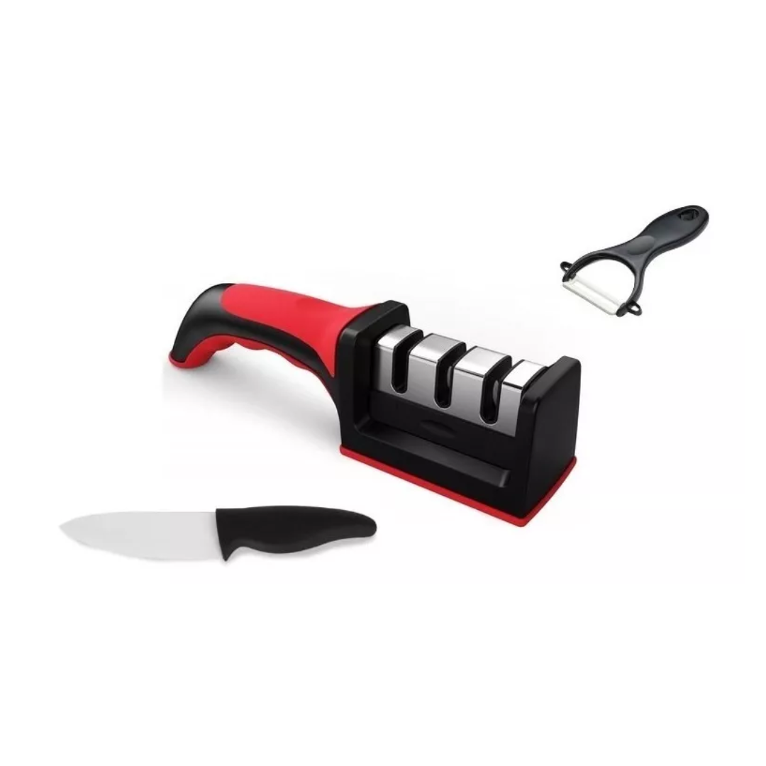 Kit Afilador + Pela Papa + Cuchillo