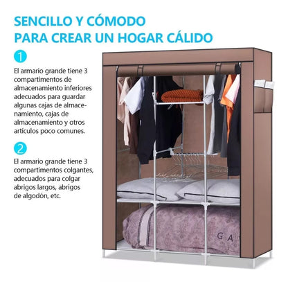 Combo Armario 3 Puestos + Zapatero Metálico 6 Niveles – Organización Total para tu Hogar