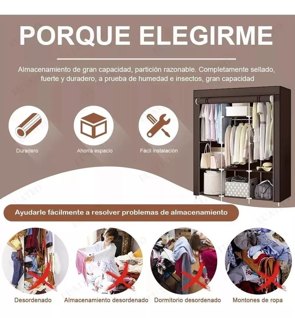Combo Armario 3 Puestos + Zapatero Metálico 6 Niveles – Organización Total para tu Hogar