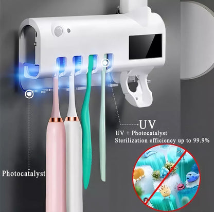 Dispensador de Crema Dental + Soporte Esterilizador de Cepillos UV