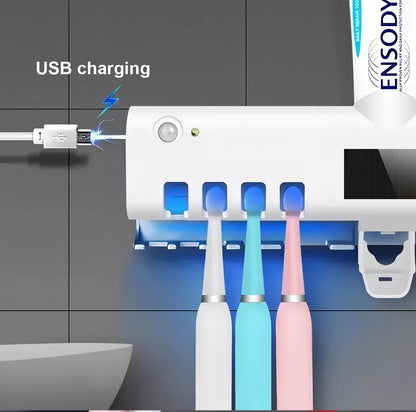 Dispensador de Crema Dental + Soporte Esterilizador de Cepillos UV
