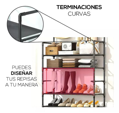 Zapatero Perchero Ganchos Organizador Metálico 5 Niveles – Color Negro