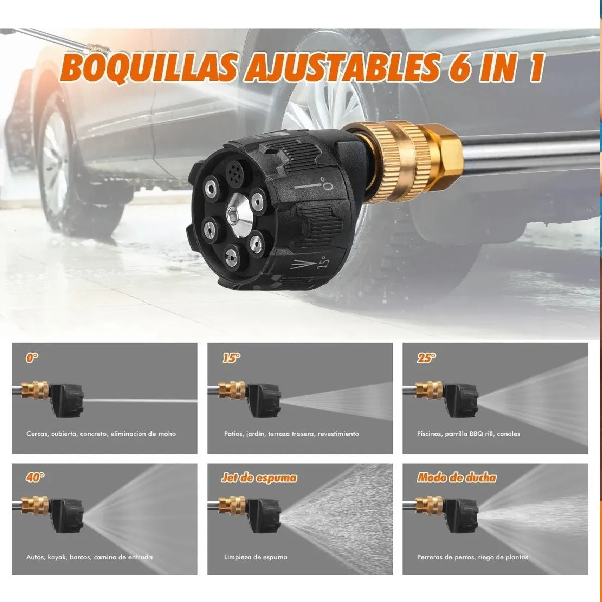 🚀 Hidrolavadora Potente 48V con Boquilla 6 en 1 + 2 Baterías