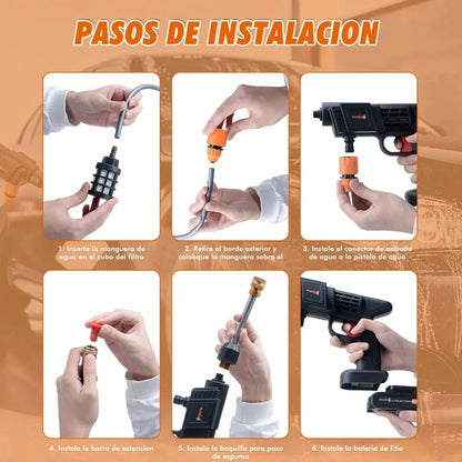 🚀 Hidrolavadora Potente 48V con Boquilla 6 en 1 + 2 Baterías