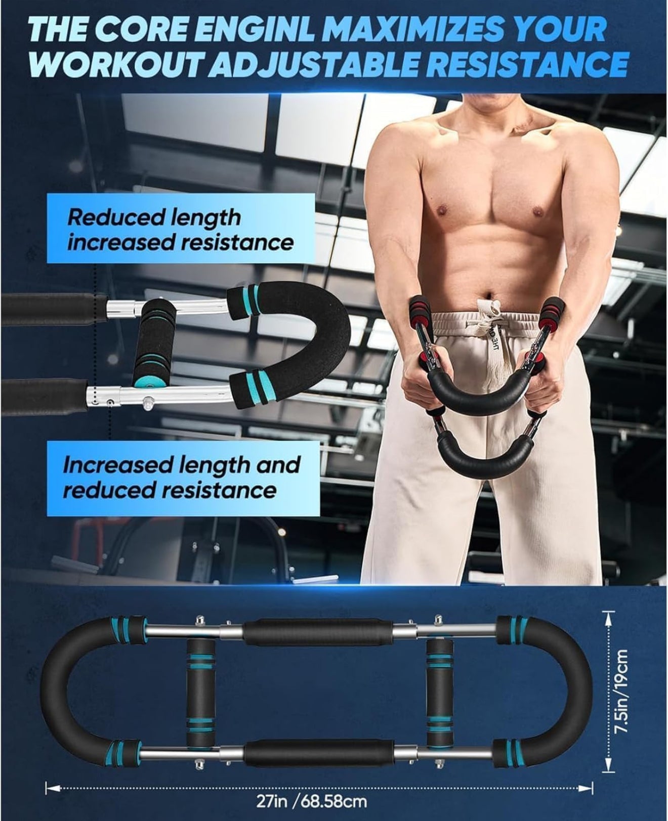 🏋️‍♂️ Barra de Ejercicio Multifuncional para Brazos y Pecho – Portátil y Ajustable