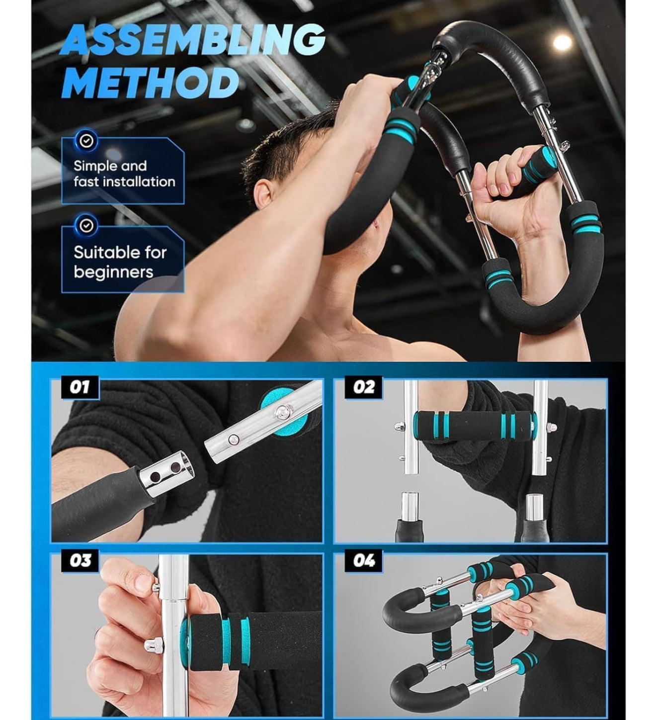 🏋️‍♂️ Barra de Ejercicio Multifuncional para Brazos y Pecho – Portátil y Ajustable