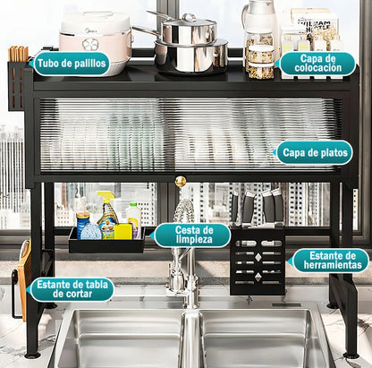 🍽️✨ Escurridor de Platos con Almacenamiento para Puerta de Armario