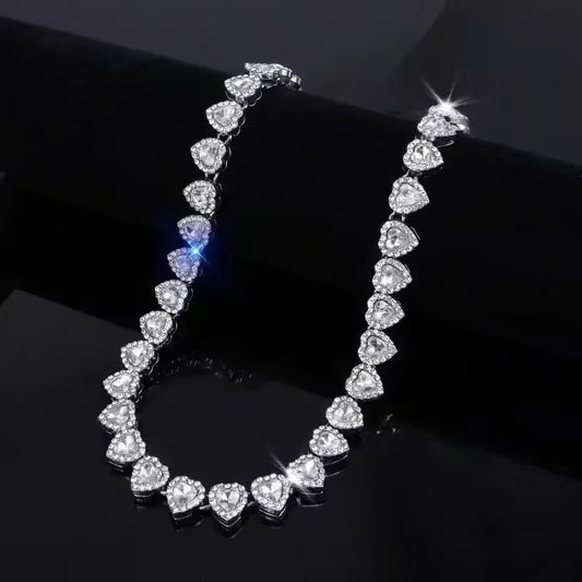 💖✨ COLLAR DIAMANTADO DE CORAZONES | ELEGANCIA Y BRILLO EN CADA DETALLE 💎