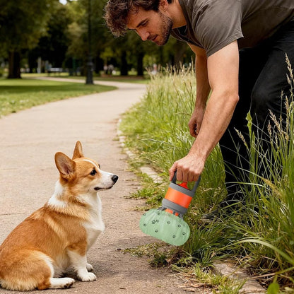 🐶🧡 Recogedor de Residuos para Mascotas 2 en 1 con Dispensador de Bolsas