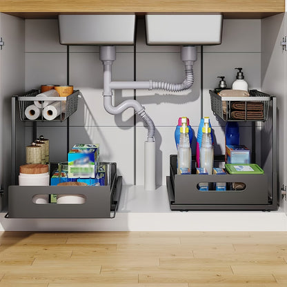 🏡✨ Organizador Deslizable de 2 Niveles ¡Aprovecha cada centímetro de tu cocina y mantén todo perfectamente organizado!