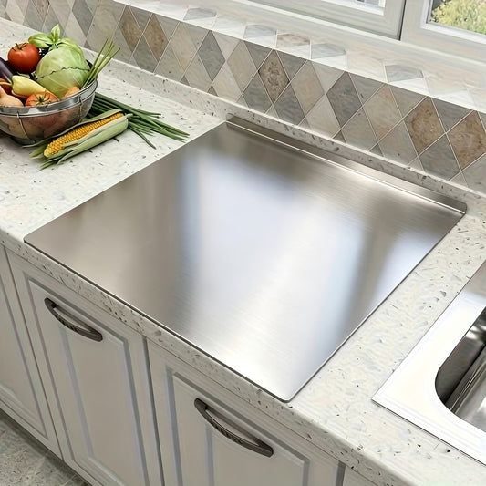 🔩✨ Tabla de Cocina en Acero Inoxidable 30×40 cm con Borde 🔪 ¡Una superficie resistente y práctica para tus preparaciones diarias!