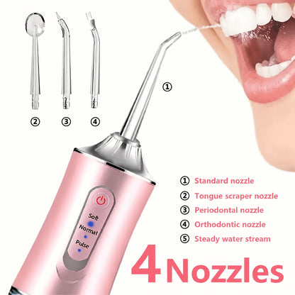 Irrigador Oral Recargable USB con 4 Boquillas 💦🦷 ✨ Consigue una limpieza bucal más profunda