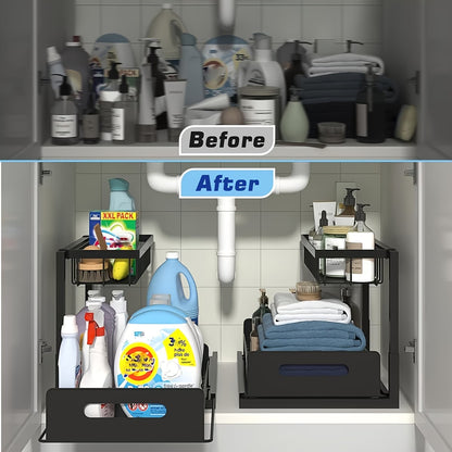 🏡✨ Organizador Deslizable de 2 Niveles ¡Aprovecha cada centímetro de tu cocina y mantén todo perfectamente organizado!