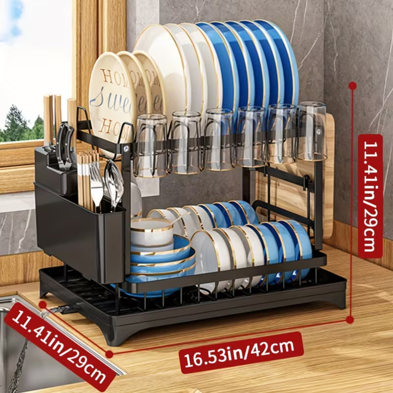 ✨🍽️ ESCURRIDOR DE PLATOS DE 2 NIVELES – MÁS ESPACIO Y MENOS DESORDEN EN TU COCINA 🍽️✨