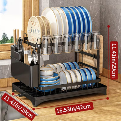 ✨🍽️ ESCURRIDOR DE PLATOS DE 2 NIVELES – MÁS ESPACIO Y MENOS DESORDEN EN TU COCINA 🍽️✨