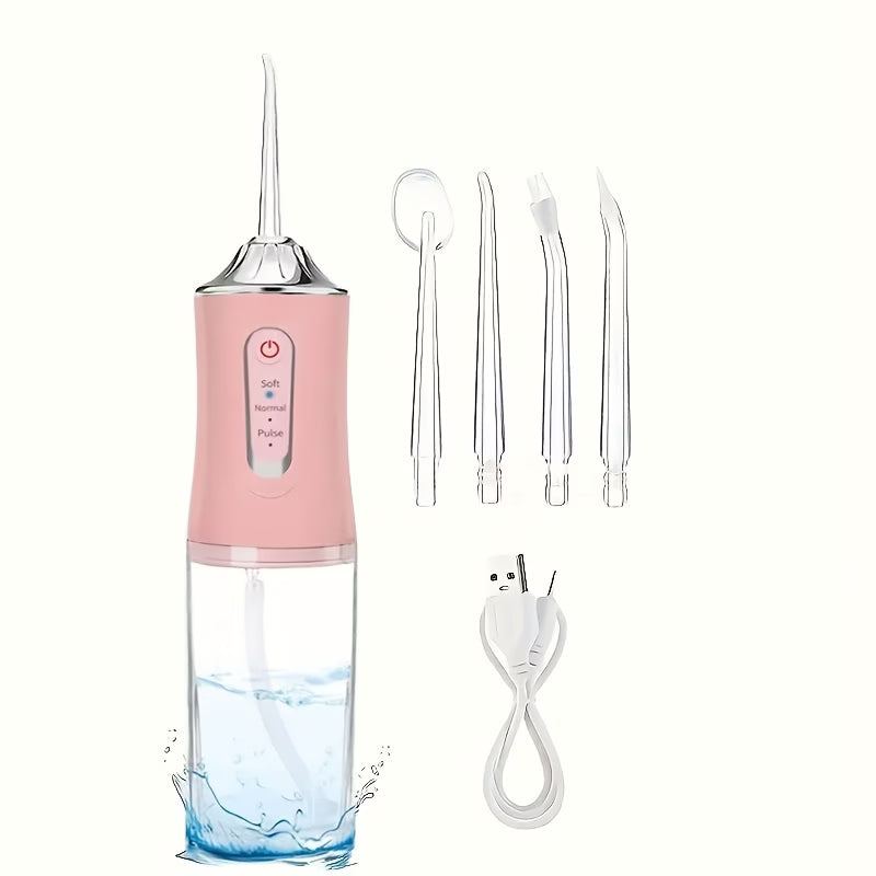 Irrigador Oral Recargable USB con 4 Boquillas 💦🦷 ✨ Consigue una limpieza bucal más profunda