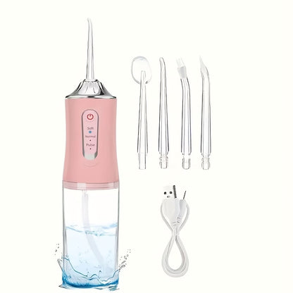 Irrigador Oral Recargable USB con 4 Boquillas 💦🦷 ✨ Consigue una limpieza bucal más profunda
