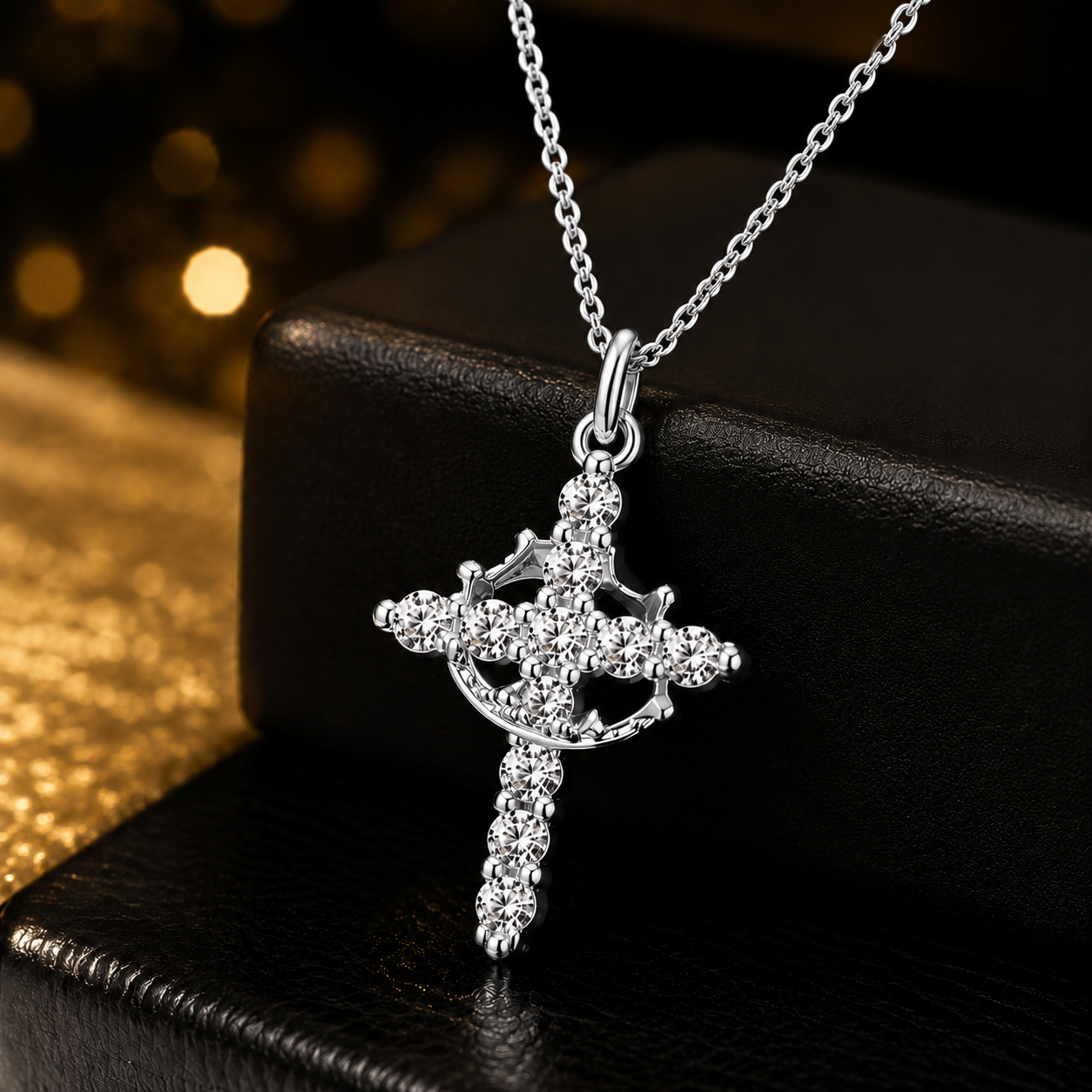 ✨✝️ Collar Cruz Corona Giratoria – Elegancia, Fe y Un Diseño Único Que Te Acompaña Siempre