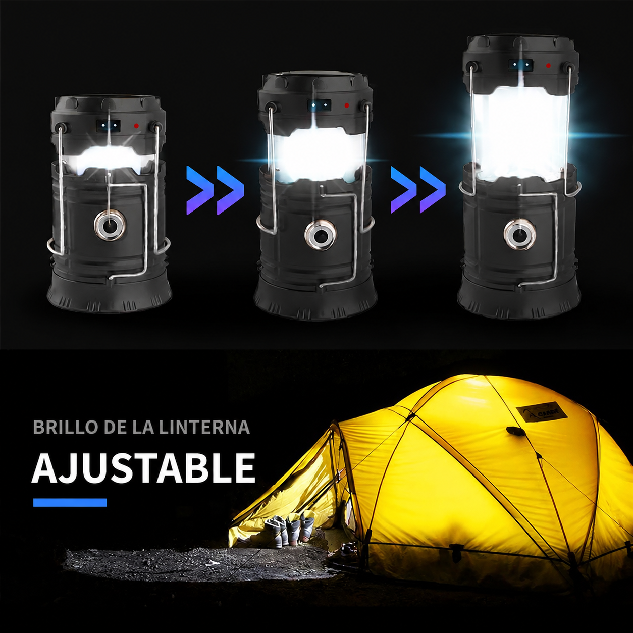 🔦 Linterna LED Multifunción Solar y Recargable 🌙 ¡No permitas que un apagón te deje completamente a oscuras!