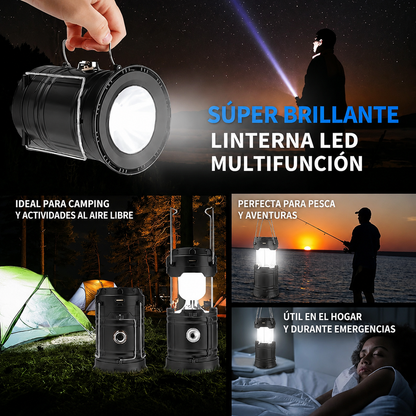 🔦 Linterna LED Multifunción Solar y Recargable 🌙 ¡No permitas que un apagón te deje completamente a oscuras!