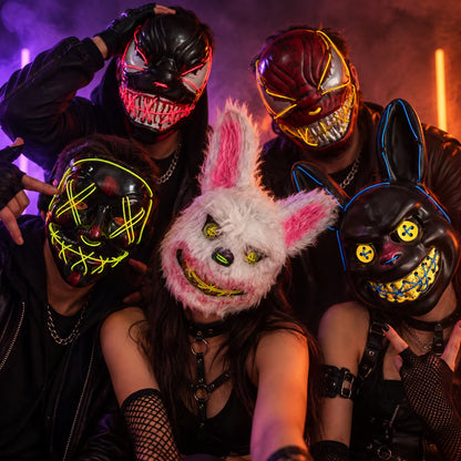 🎃 Máscara Halloween LED Luminoso – ¡Brilla en la Oscuridad y Sé el Centro de Atención! 😈✨