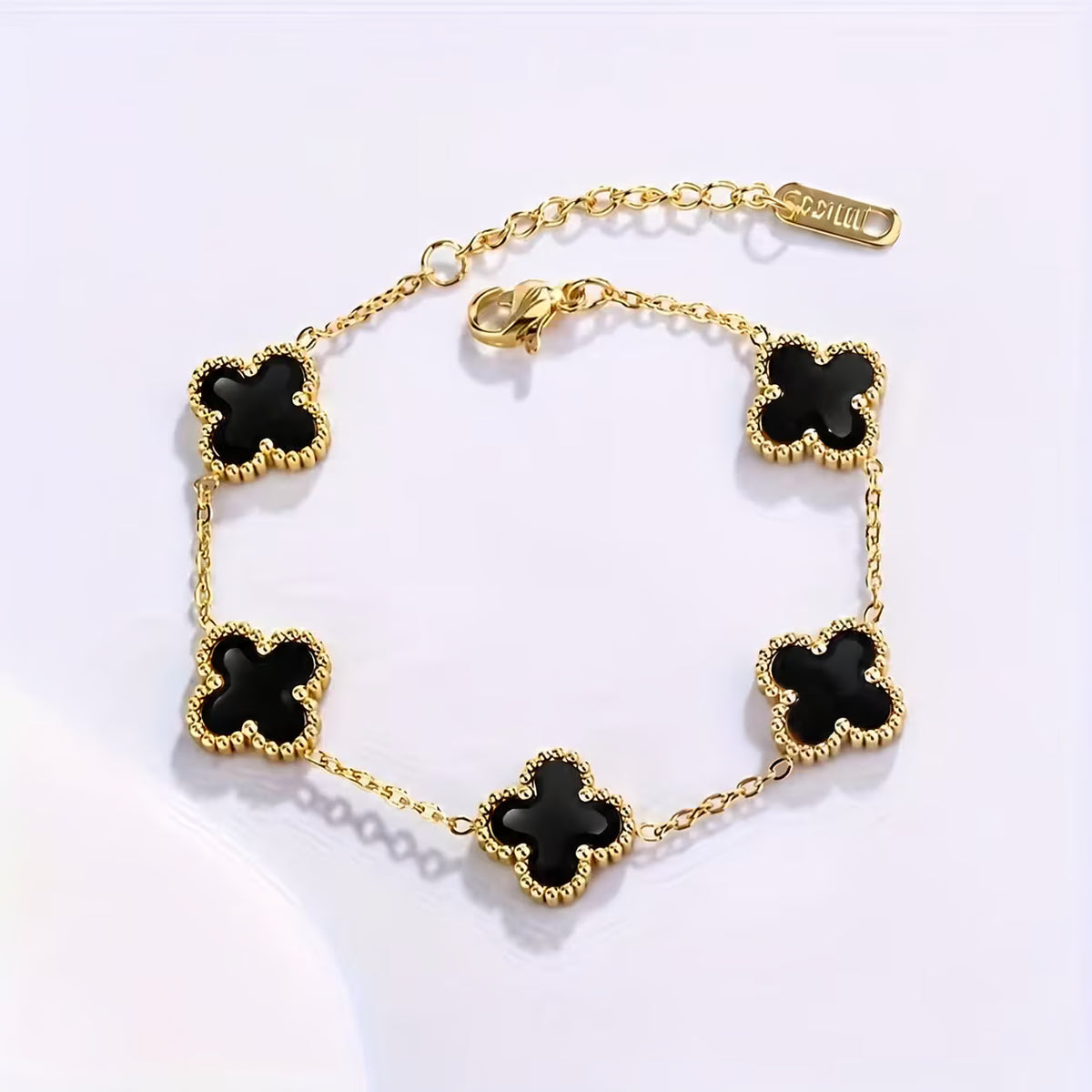 🍀 PULSERA TRÉBOL RODINADA + CAJA DE REGALO 🎁 ✨ Una joya elegante con un significado especial
