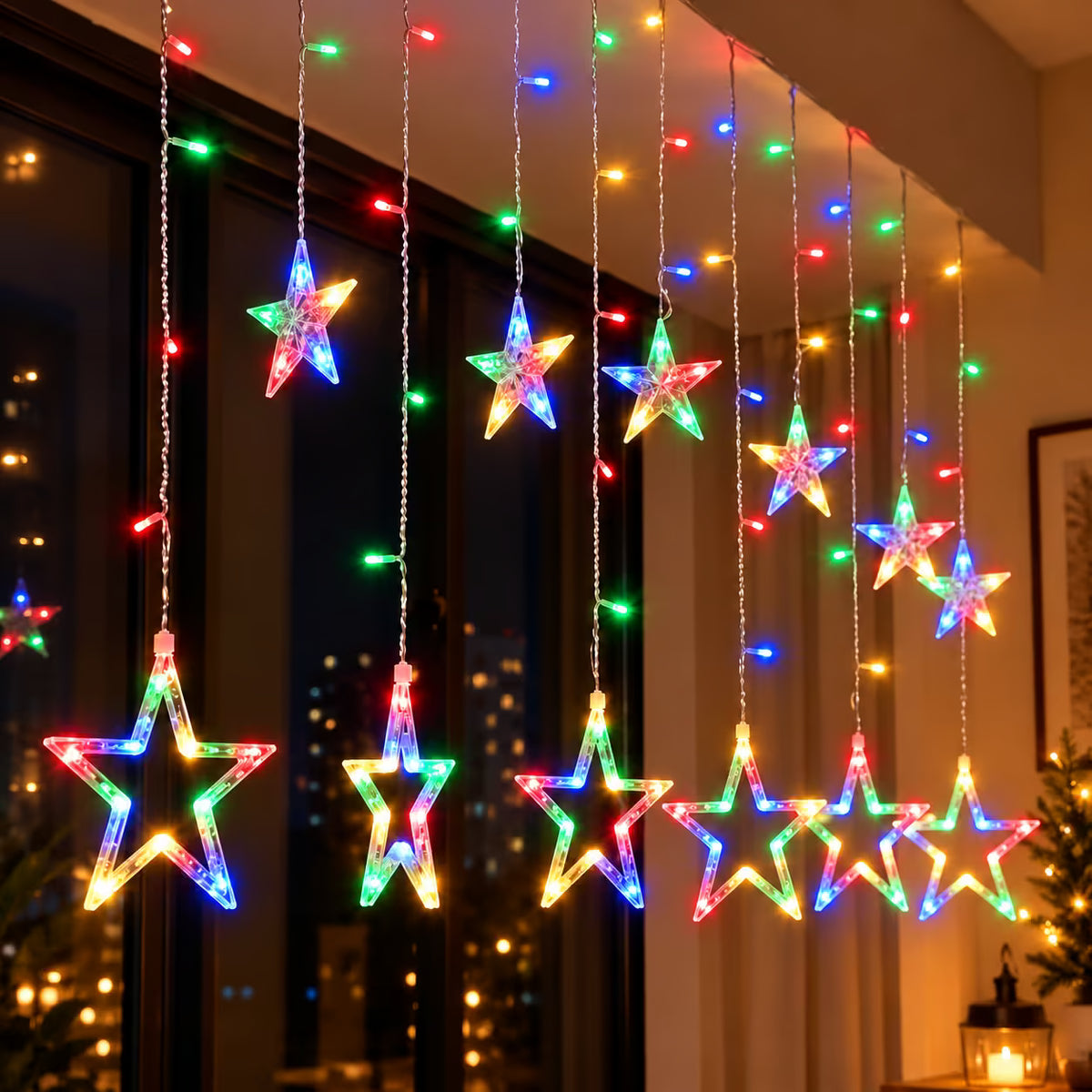 ✨⭐ CORTINA DE LUCES LED PUNTA ESTRELLA | 3 Y 6 METROS PARA UNA DECORACIÓN MÁGICA 🎄