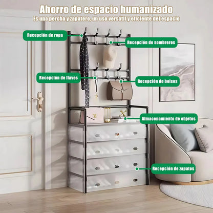 👟🧥 Zapatero + Perchero Organizador 4 Niveles