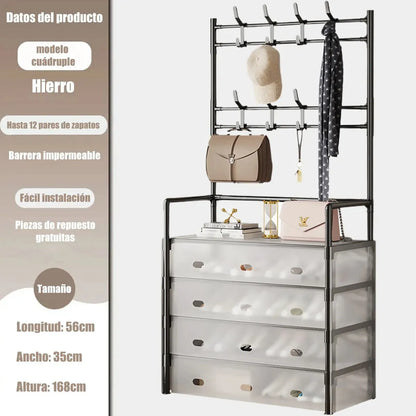 👟🧥 Zapatero + Perchero Organizador 4 Niveles