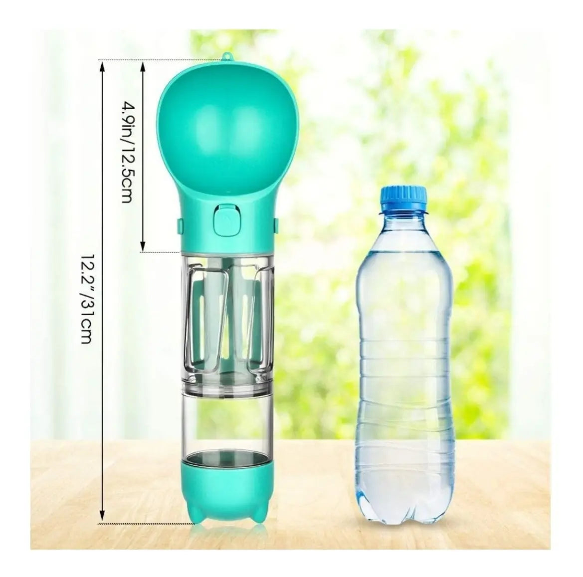 🐶 Botella Multifuncional 4 en 1 para Mascotas 💧 Agua, Comida y Todo lo que Necesitas para Cada Paseo