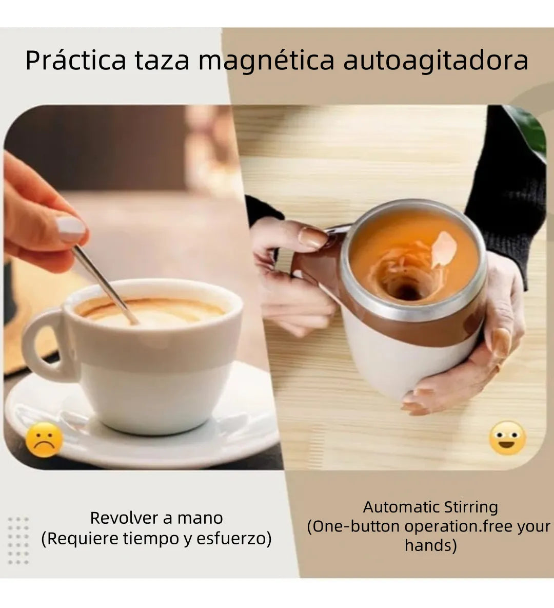 ☕✨ Taza Inoxidable Automezclable Recargable