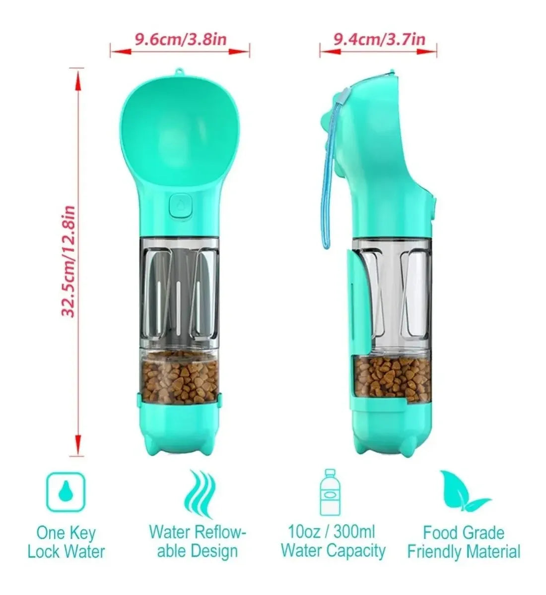 🐶 Botella Multifuncional 4 en 1 para Mascotas 💧 Agua, Comida y Todo lo que Necesitas para Cada Paseo