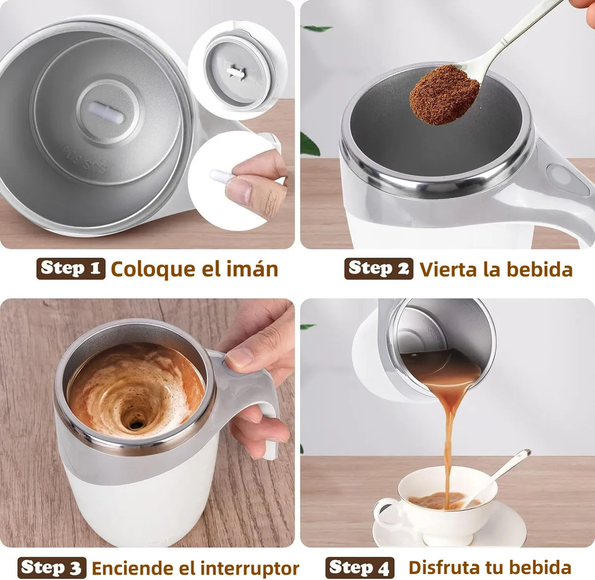 ☕✨ Taza Inoxidable Automezclable Recargable
