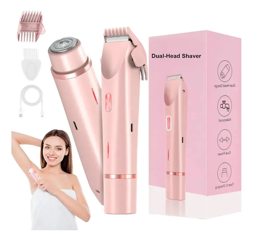✨ Depiladora Eléctrica Doble Cabezal 💜 Cuida tu piel de forma práctica con un solo dispositivo para rostro y cuerpo