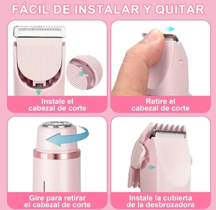 ✨ Depiladora Eléctrica Doble Cabezal 💜 Cuida tu piel de forma práctica con un solo dispositivo para rostro y cuerpo