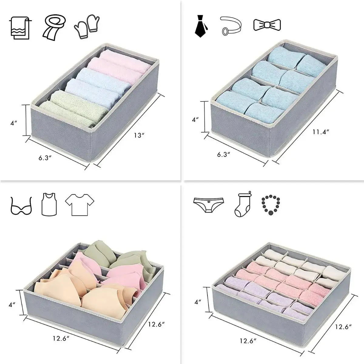 🧦 Organizador de Ropa Interior y Medias – Set x4 🎁 ¡Llévate 4 Organizadores en un solo Set!