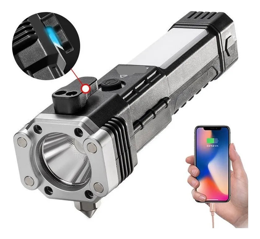 🔦🛠️ Linterna LED Martillo Multifuncional 8 en 1