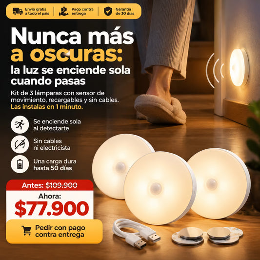 KIT X 3 LAMPARAS CON SENSOR RECARGABLE