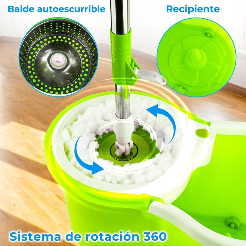 Trapero Giratorio Grande 360° – Incluye 3 Mopas