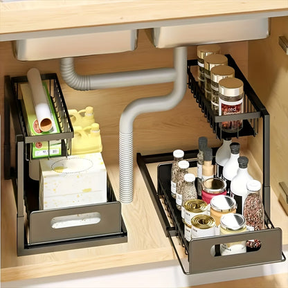 🏡✨ Organizador Deslizable de 2 Niveles ¡Aprovecha cada centímetro de tu cocina y mantén todo perfectamente organizado!
