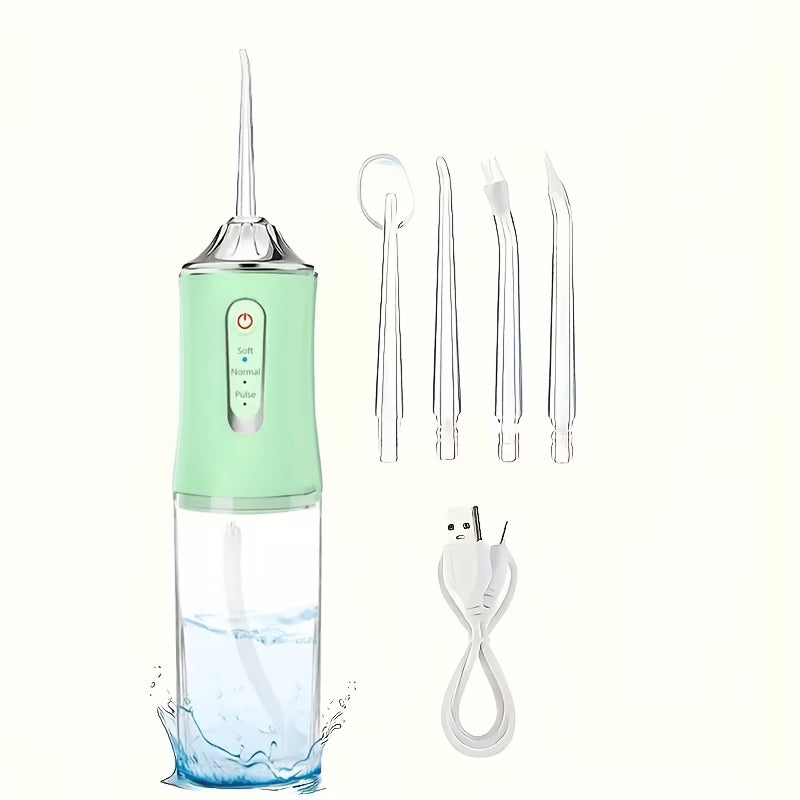 Irrigador Oral Recargable USB con 4 Boquillas 💦🦷 ✨ Consigue una limpieza bucal más profunda