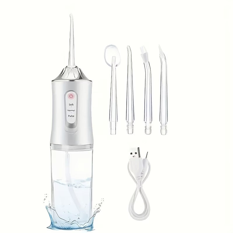Irrigador Oral Recargable USB con 4 Boquillas 💦🦷 ✨ Consigue una limpieza bucal más profunda