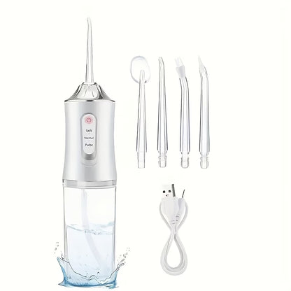 Irrigador Oral Recargable USB con 4 Boquillas 💦🦷 ✨ Consigue una limpieza bucal más profunda