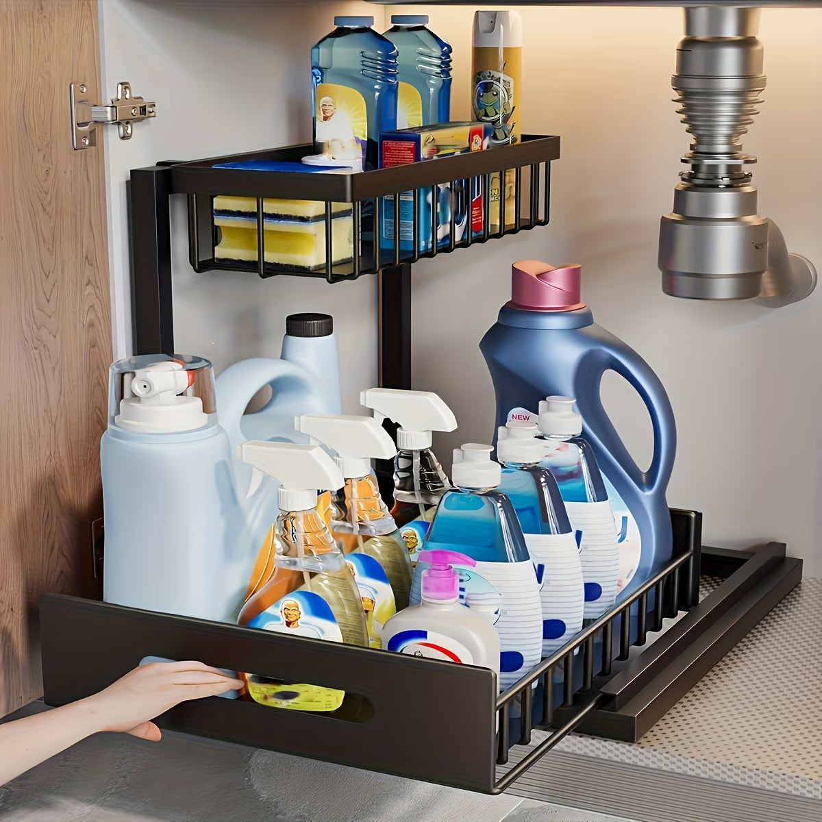 🏡✨ Organizador Deslizable de 2 Niveles ¡Aprovecha cada centímetro de tu cocina y mantén todo perfectamente organizado!