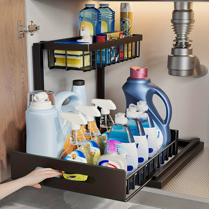 🏡✨ Organizador Deslizable de 2 Niveles ¡Aprovecha cada centímetro de tu cocina y mantén todo perfectamente organizado!